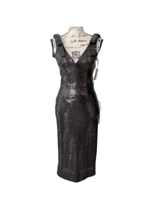 Dress the Population Dresses & Skirts - Dress The Population Sz XS Black Mary Sequin Dress Cocktail Sleeveless Midi NEW